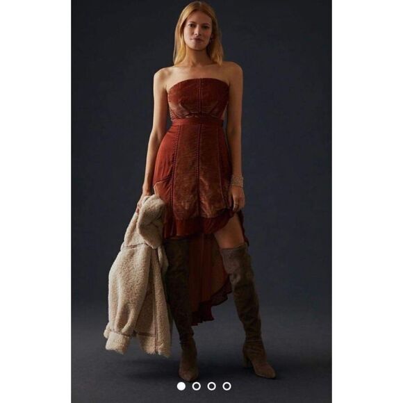 New Anthropology  Velvet Asymmetrical Dress Size 14 - Picture 1 of 8